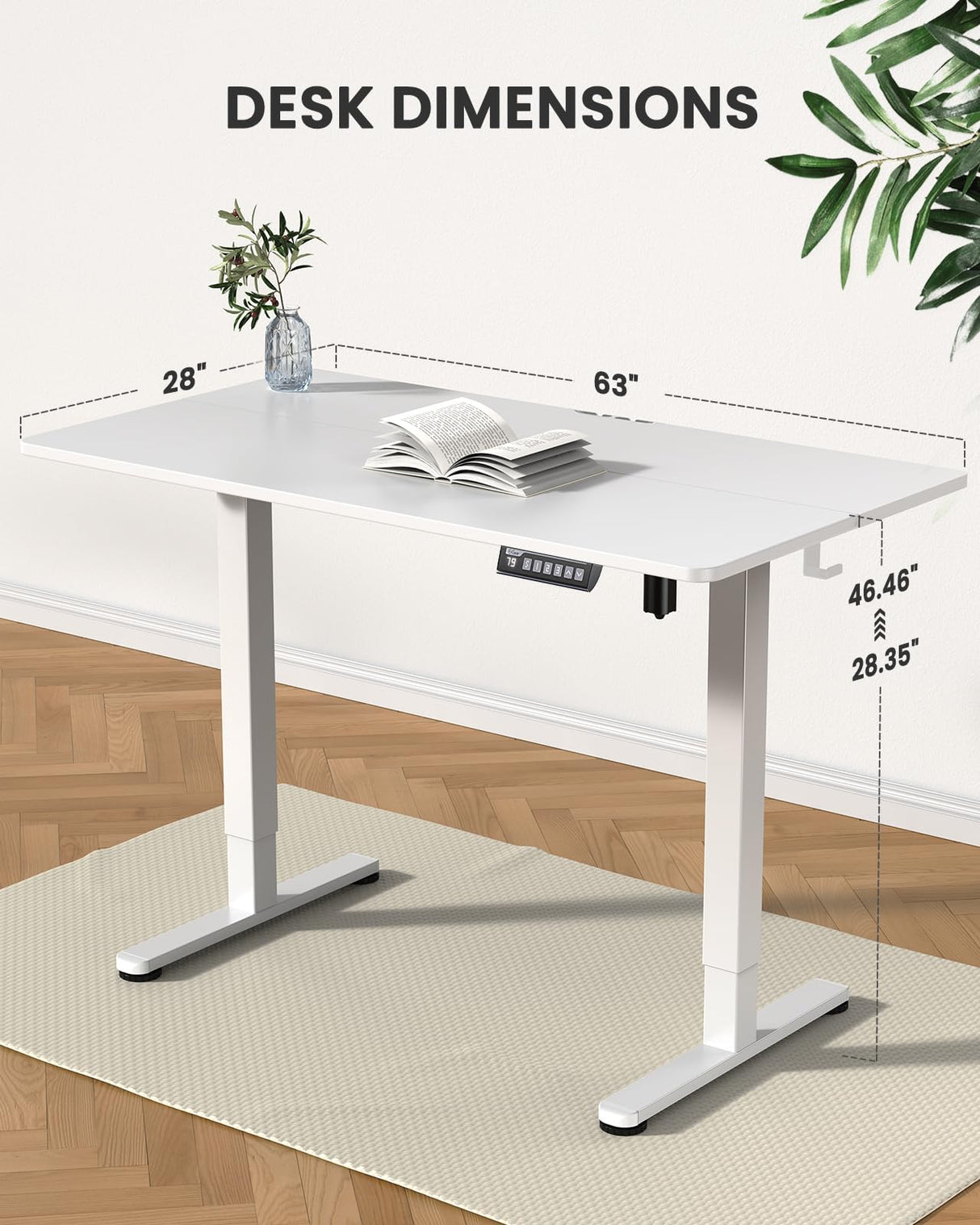 ErGear Height Adjustable Electric Standing Desk, 55 x 28 Inches Sit Stand up Desk, Large Memory Computer Home Office Desk with Two-Piece Desktop (Black)