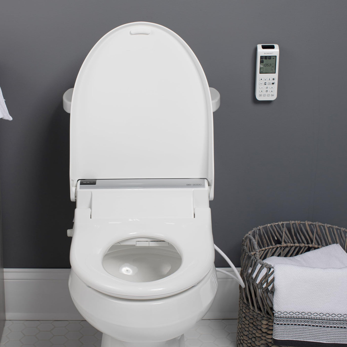 Bio Bidet BB2000 Bliss Electric Bidet Toilet Seat, Warm Water with Air Dryer, Heated Seat with Sensor and Slow Close Lid, Night Light, Remote Control, Elongated, White