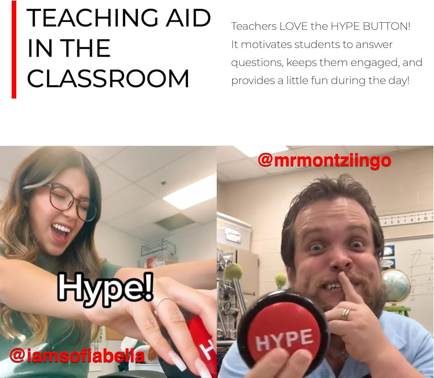 Hype Button | Hip Hop Air Horn Sound Effect Button (Batteries Included) Stocking Stuffer Back to School Classroom Teacher Office Desk Sales Marketing Gag Nut Funny Toy Live Streaming Gaming DJ Remix