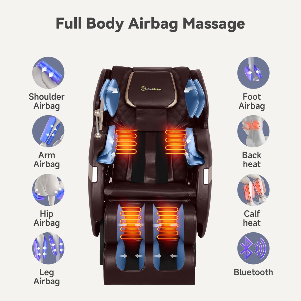 Real Relax 2024 Dual Core S Track Full Body Zero Gravity Massage Chair Recliner with App Control, Black