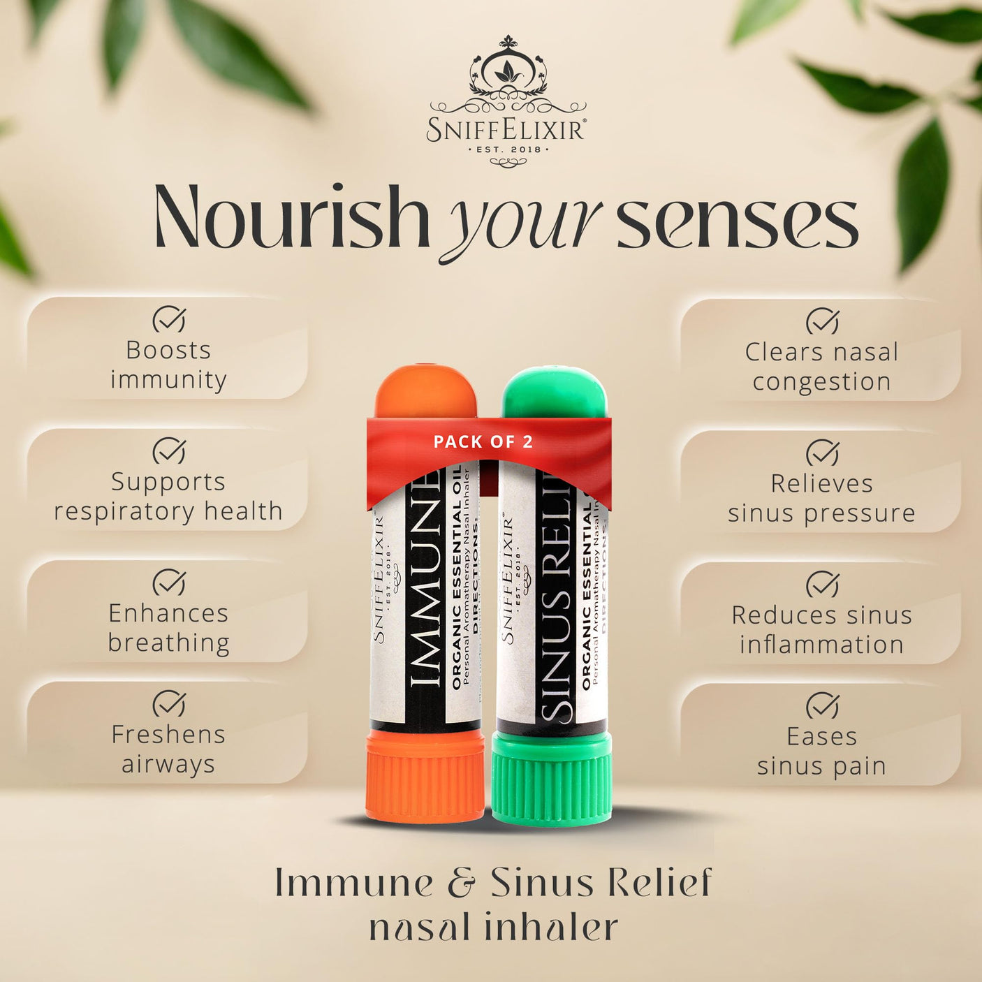 Nasal Stick Inhaler Lavender Nasal Aromatherapy Inhaler - Natural Essential Oil Inhaler for Calm Mind, Mood Boost Nausea Inhaler Relaxation Gifts Nasal Inhaler Stick Portable Nasal Inhalers for Adults