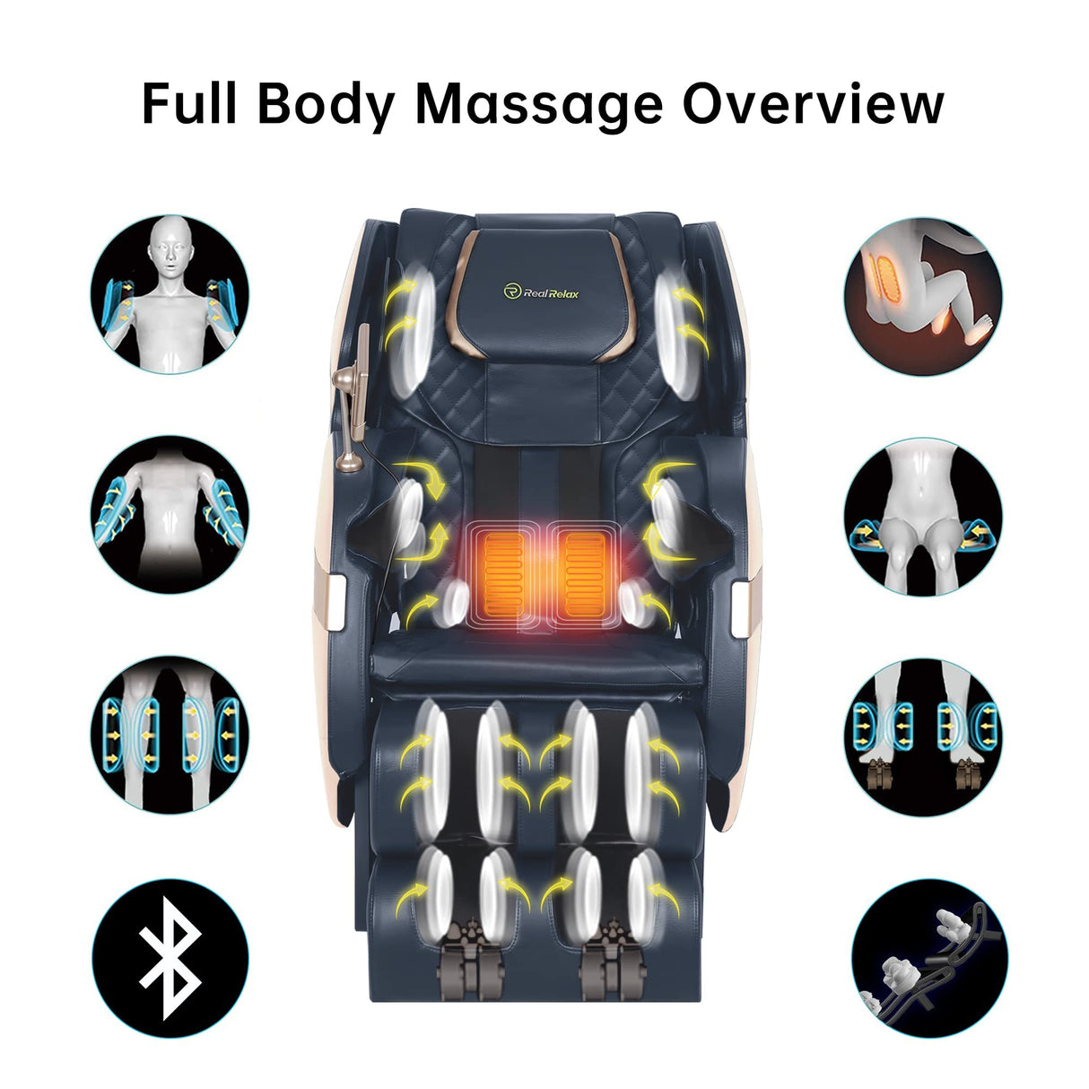 Real Relax 2024 Dual Core S Track Full Body Zero Gravity Massage Chair Recliner with App Control, Black