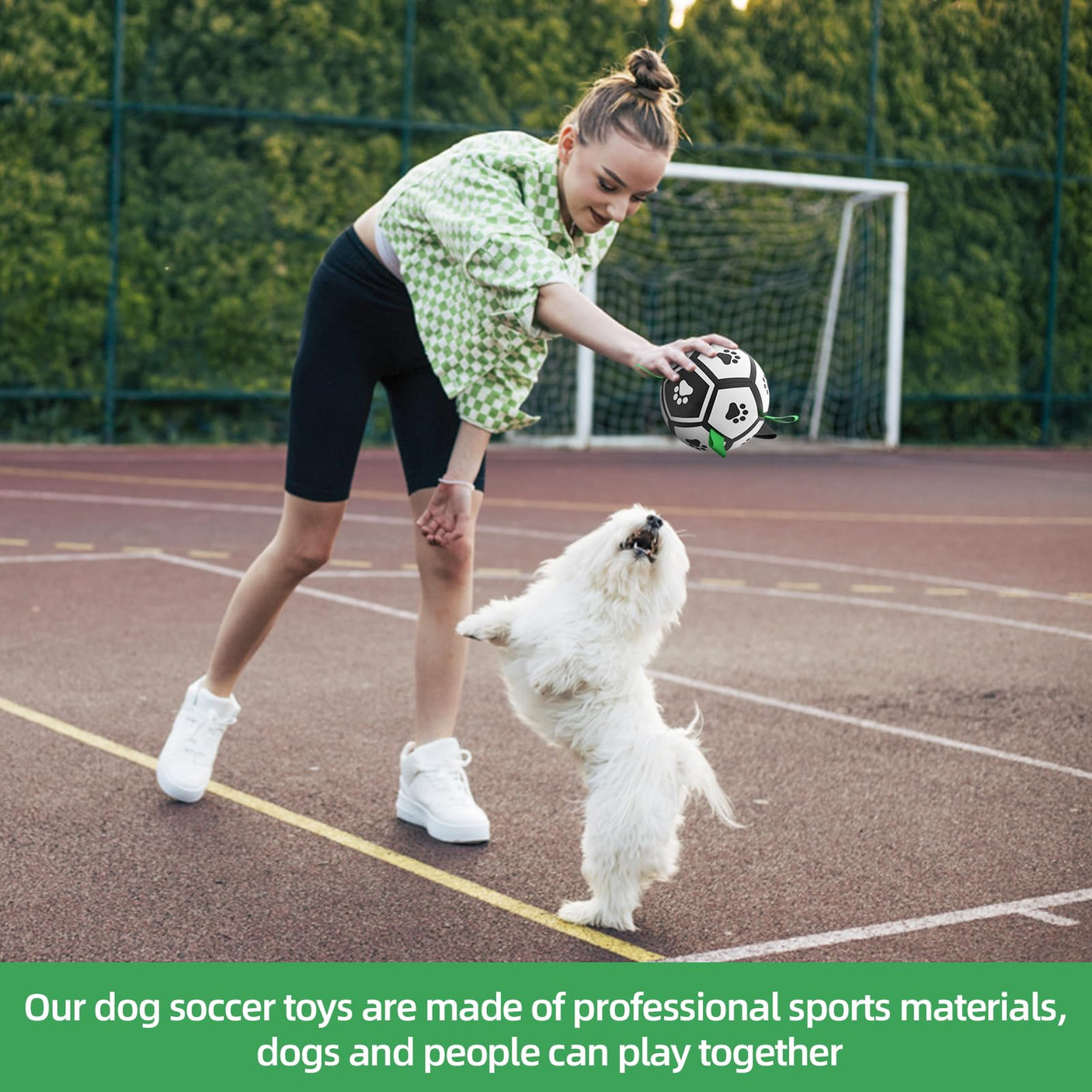 QDAN Premium Dog Toys Balls, Dog Soccer Ball with Straps, Dog Birthday Gifts, Herding Ball, Durable Balls for Small Medium Pet, Puppy Outdoor Toy, Pet Training Soccer Ball, World Cup Soccer (6 Inch)