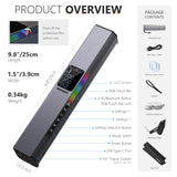 NEEWER RGB LED Video Light Stick, Touch Bar & APP Control, Magnetic Handheld Photography Lighting Wand, Dimmable 3200K~5600K CRI98+ Full Color LED Light with 6400mAh Battery, 17 Scenes, RGB1