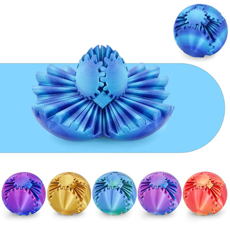 Gear Ball 3D Printed Cube Fidget Toy,Gear Sphere Fidget Toys,Sensory Toys for Stress and Anxiety Relief, Desk Toy Fidget Spinners,Stocking Stuffers for Adults & Kids Gift(Blue Green, 3.1 Inch)