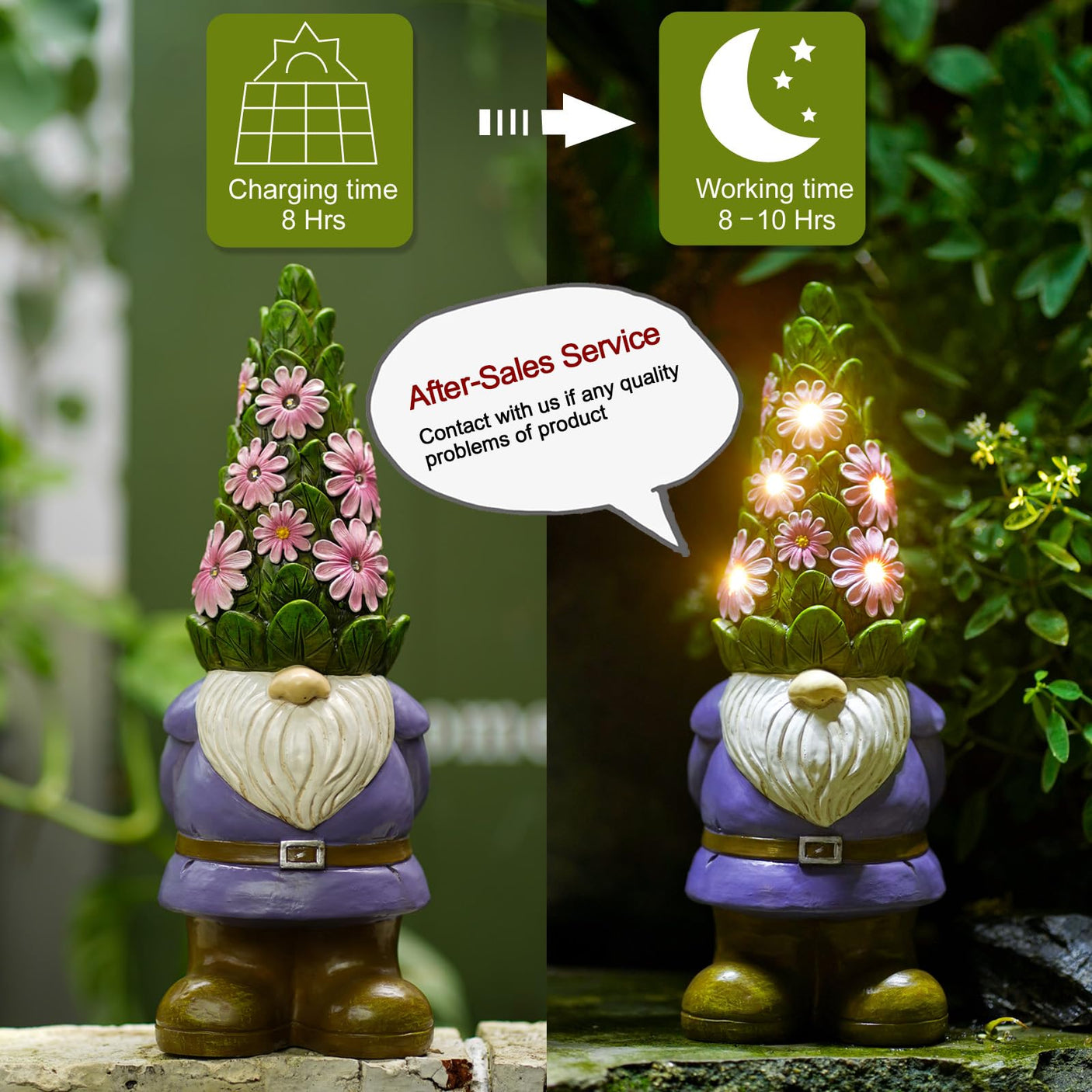 Nacome Solar Garden Outdoor Statues Turtle with Succulent and 7 LED Lights - Lawn Decor Tortoise Statue for Patio, Balcony, Yard Ornament - Unique Housewarming Gifts