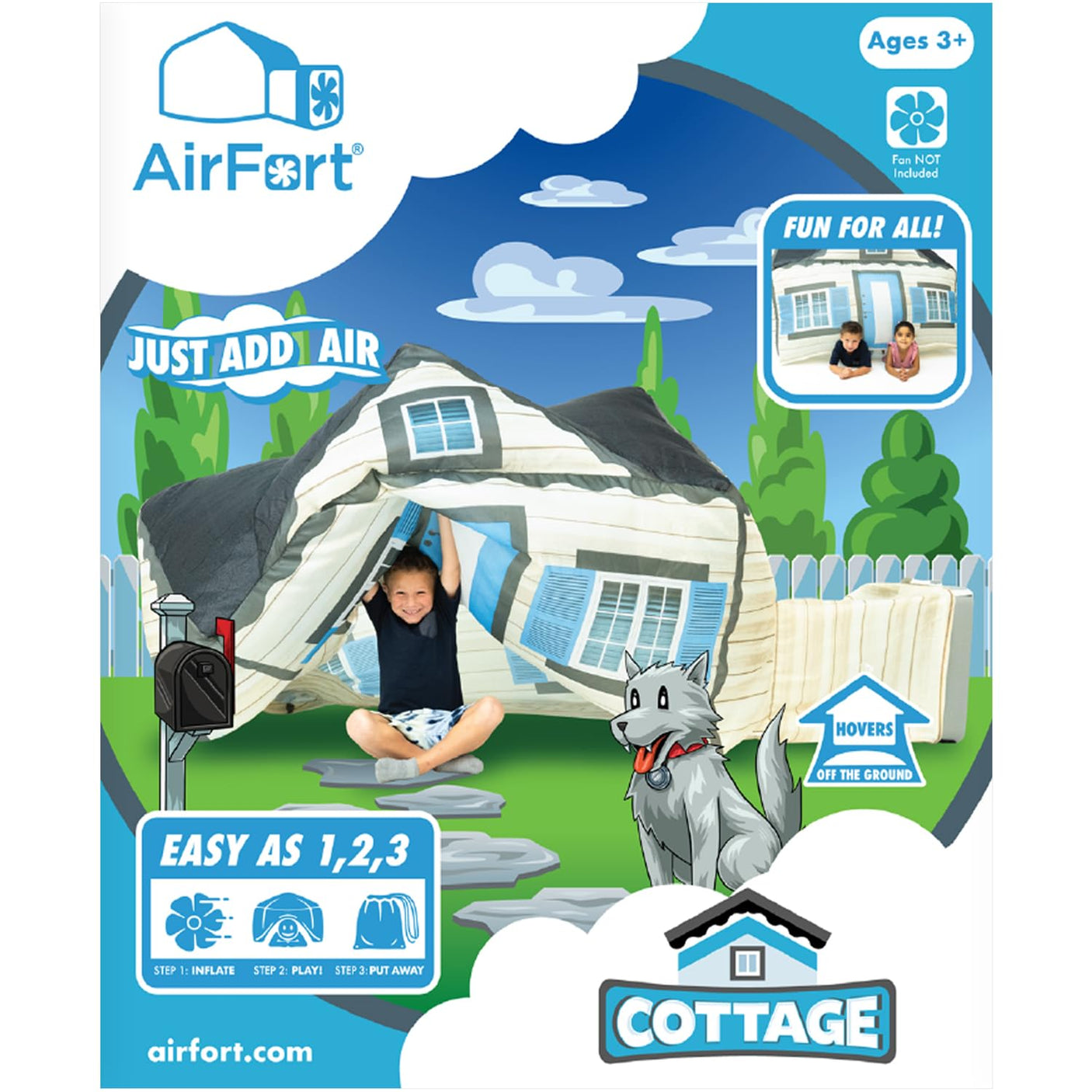 The Original Patented AirFort - Build A Fort in 30 Seconds, Inflatable Fort for Kids, Play Tent for 3-14 Years, A Playhouse Where Imagination Runs Wild, Fan not Included (Starry Night)