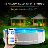Above Ground Pool Lights with APP Control 20W RGB Dimmable LED Pool Lights with Suction Cups and Built-in Magnets 12V Underwater Pool Light for Above ground Inground Pools IP68 Waterproof 28FT Cord B