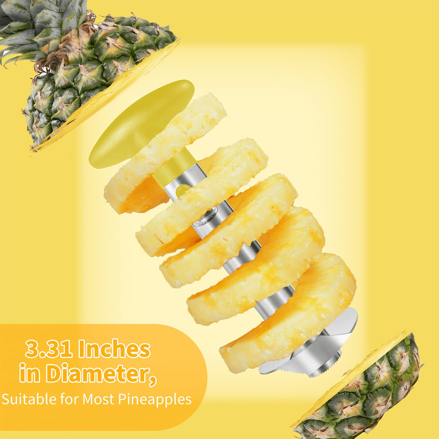 Pineapple Corer, [Upgraded, Reinforced, Thicker Blade] Newness Premium Pineapple Corer Remover (Black)