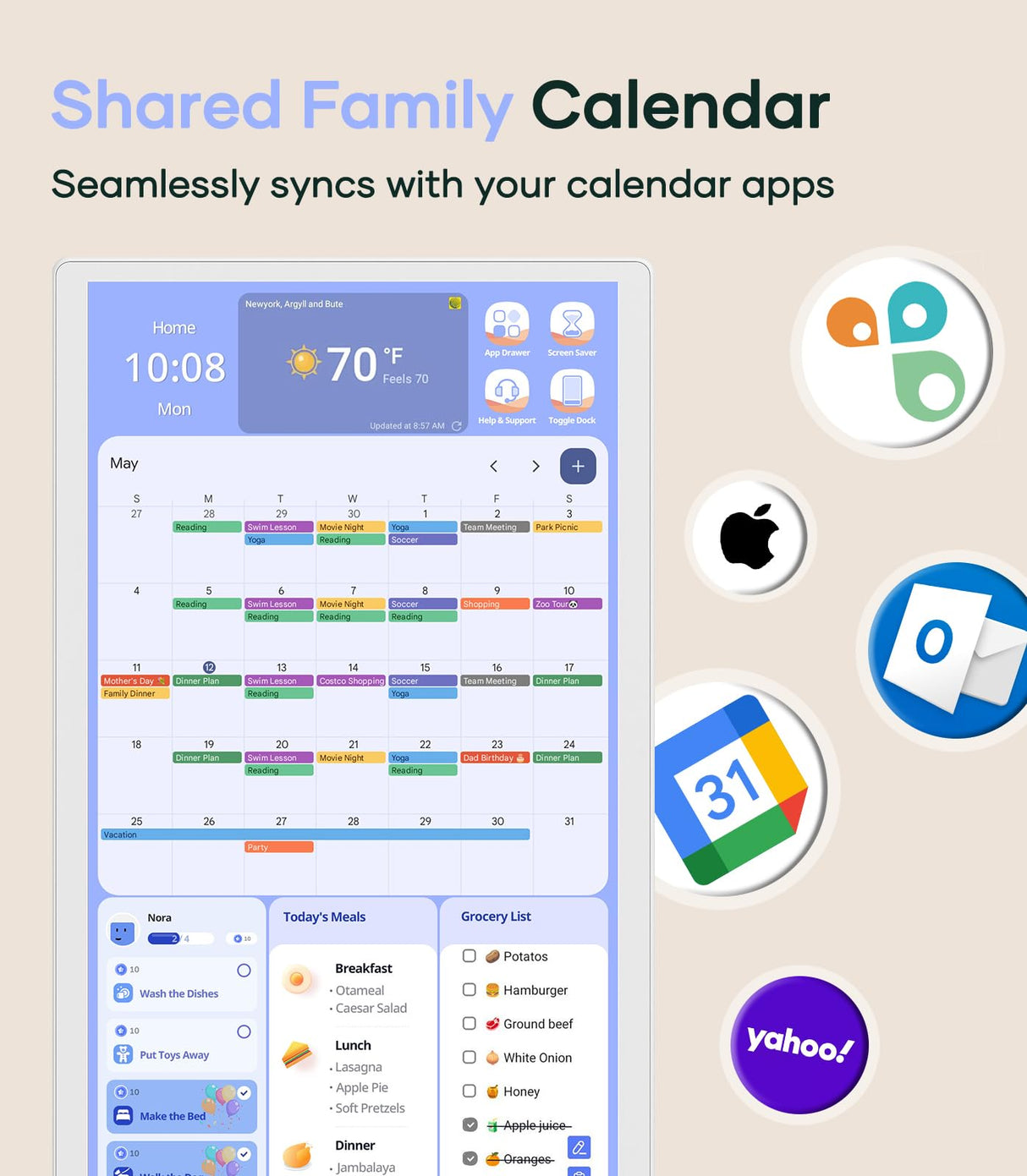 Cozyla 32 Inch Digital Calendar Wall Touch Screen Chore Chart To Do List Notepad Electronic Smart Calendar Digital for Family Meal Planner Support All App Via App Store Android Tablet Wall Mount Black