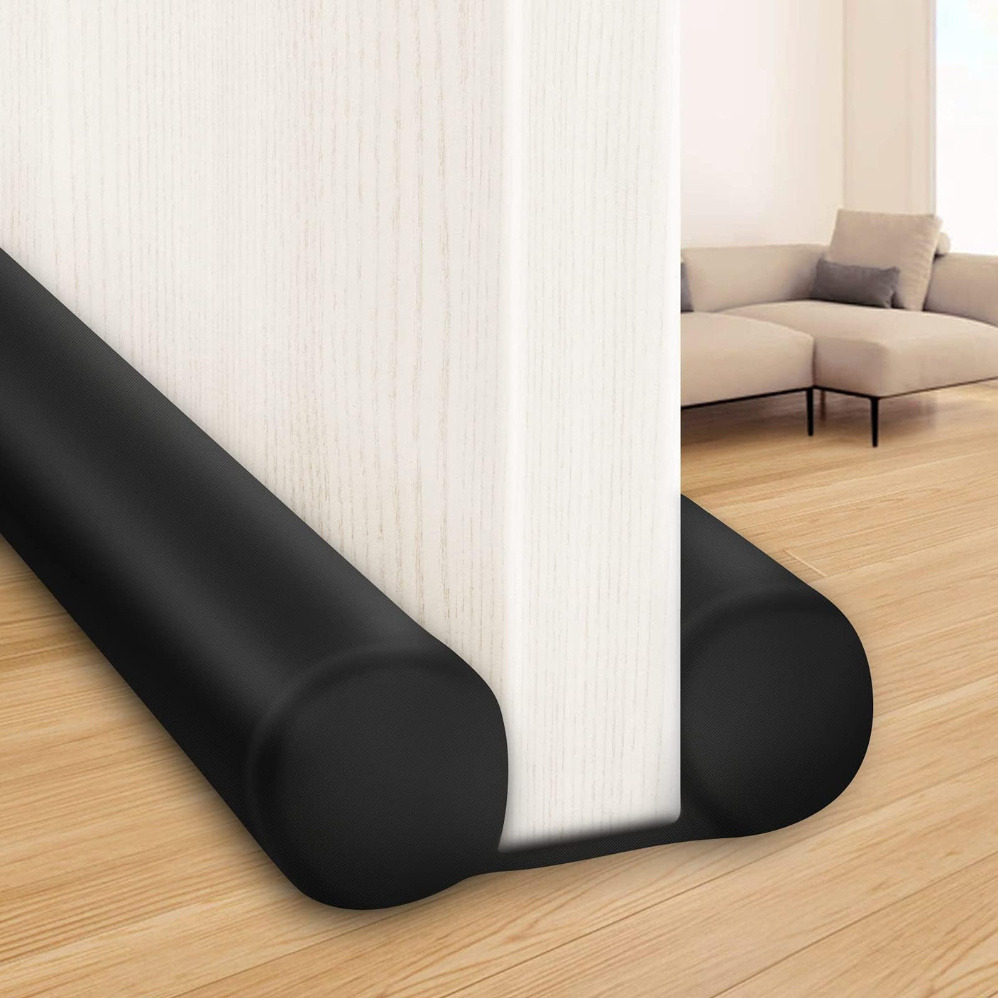 MAXTID Large Door Draft Stopper for Bottom of Doors 36” Under Door Draft Noise Blocker Black Gap Stoppers Door Draft Guard for Bottom of Doors Adjustable Door Seal Sweep Draft Home Essentials Gadgets