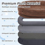 Human Dog Bed, Large Dog Beds for Humans Size Fits You and Pets, Washable Faux Fur Orthopedic Human Pet Bed for People Doze Off, Napping, Present Pillow, Blanket, Strap - Khaki