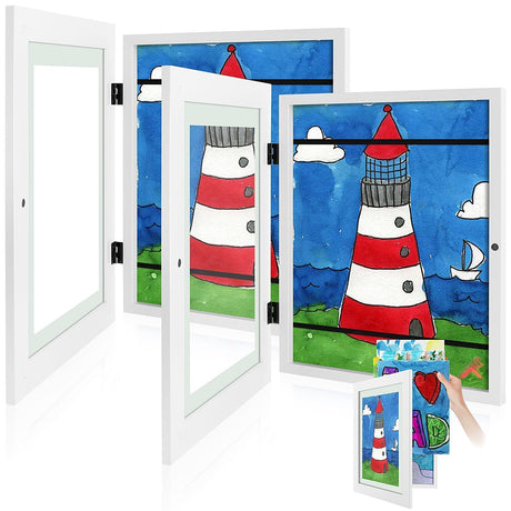 Golden State Art, 10x12.5 Kids Art Frames, Front-Opening Picture Frame Great for Kids Drawings, Artworks, Children Art Projects, Schoolwork, Home or Office (Walnut Set of 2)