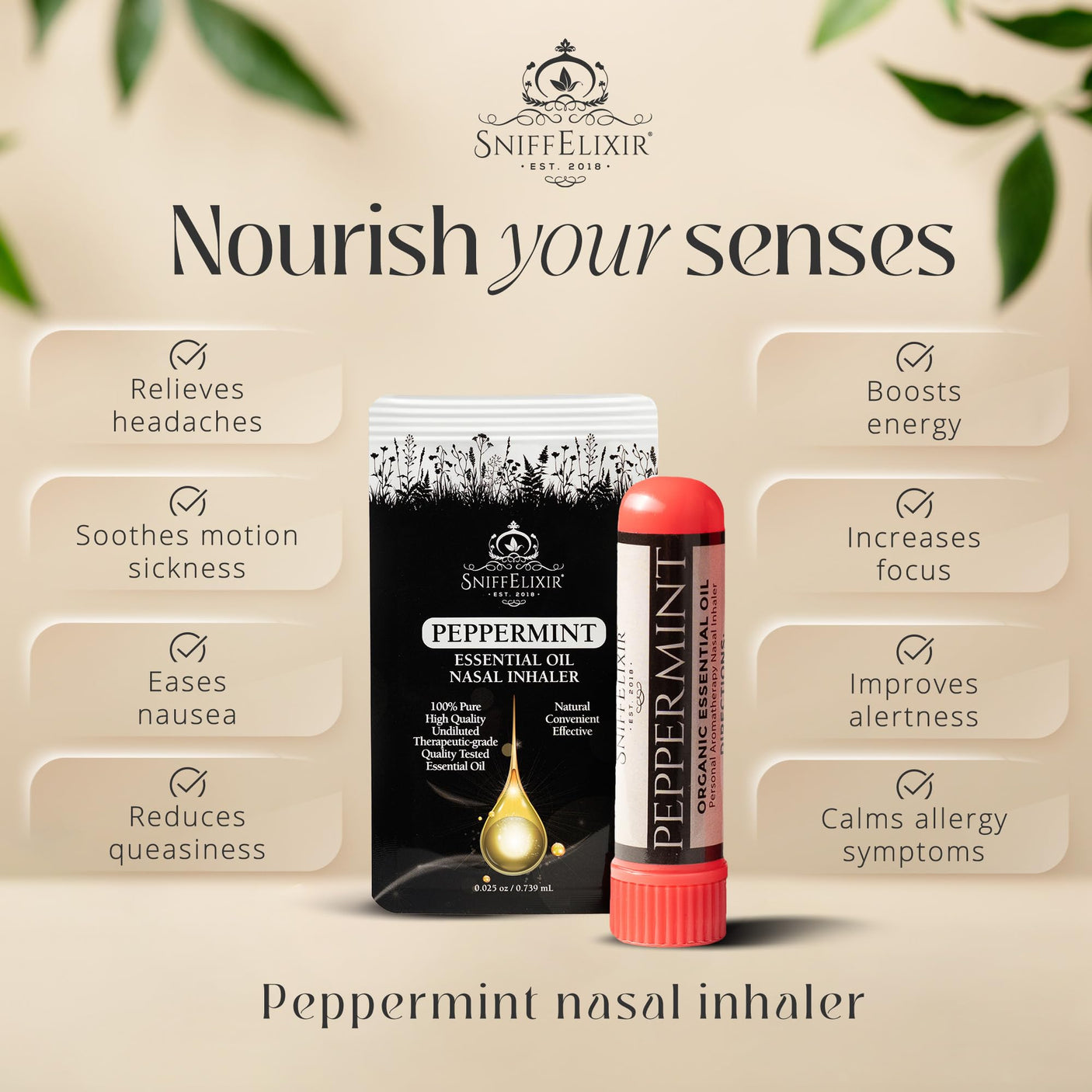 Nasal Stick Inhaler Lavender Nasal Aromatherapy Inhaler - Natural Essential Oil Inhaler for Calm Mind, Mood Boost Nausea Inhaler Relaxation Gifts Nasal Inhaler Stick Portable Nasal Inhalers for Adults
