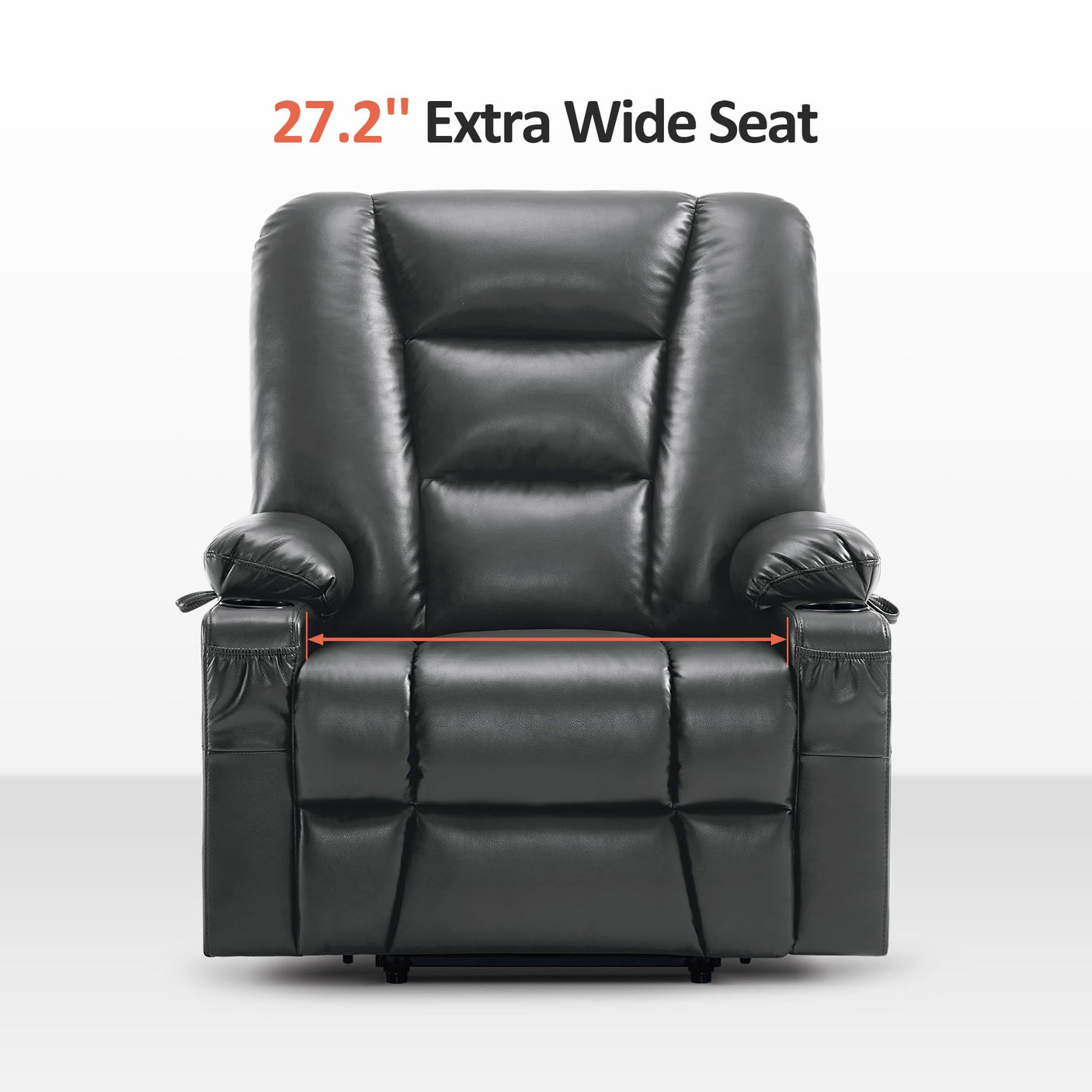 MCombo Power Lift Recliner Chair for Elderly, Lift Chair with Heat and Massage, USB Ports, Cup Holders, Faux Leather 7519 (Medium, Dark Brown)