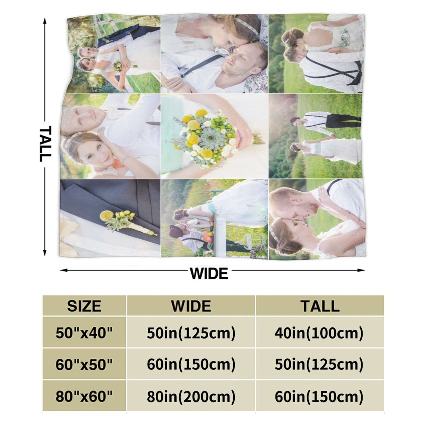 Custom Blanket with Photo Text Personalized Bedding Throw Blankets Customized Flannel Fleece Blankets for Family Birthday Wedding Gift Fits Couch Sofa Bedroom Living Room (1 Photos, 40"x50")