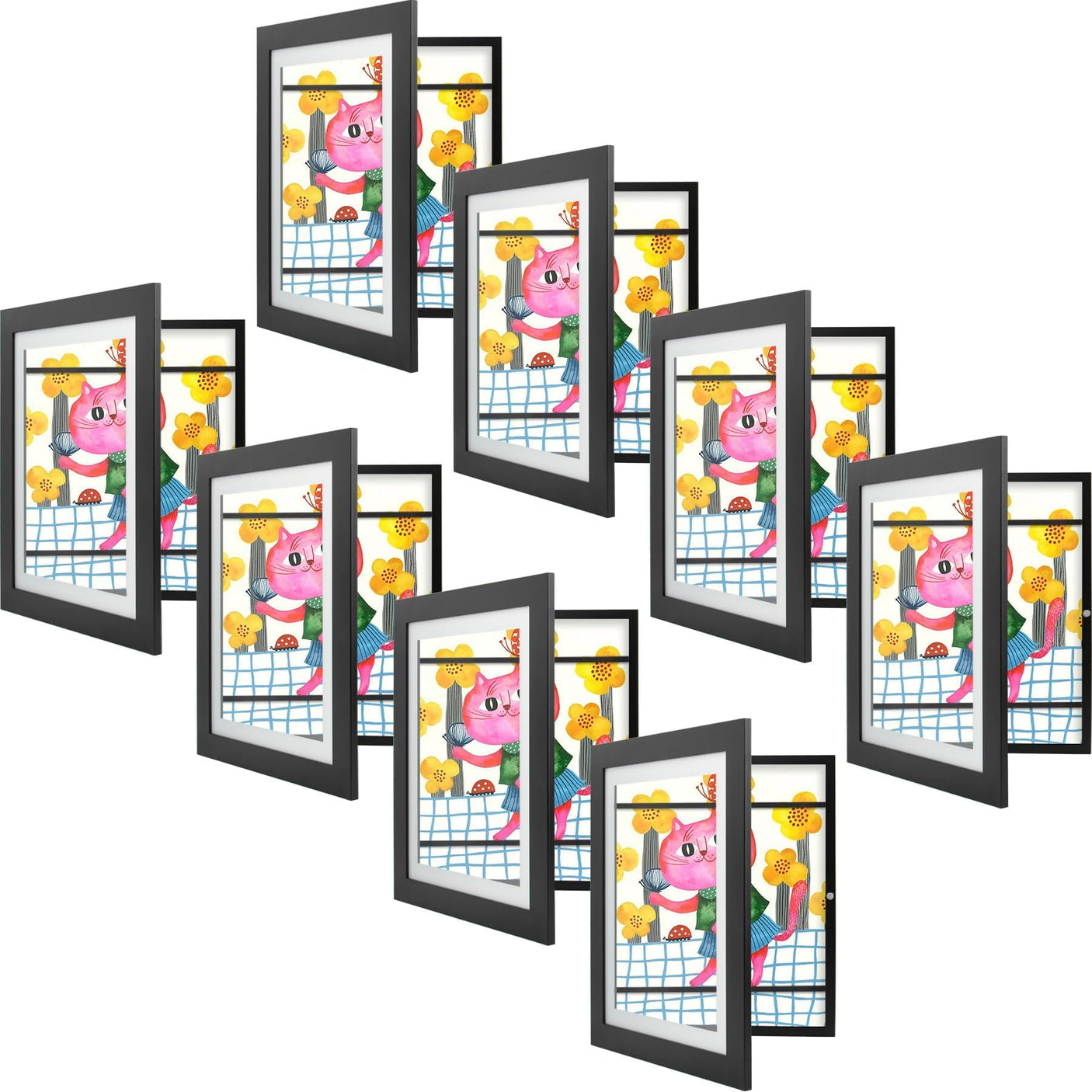 Golden State Art, 10x12.5 Kids Art Frames, Front-Opening Picture Frame Great for Kids Drawings, Artworks, Children Art Projects, Schoolwork, Home or Office (Walnut Set of 2)