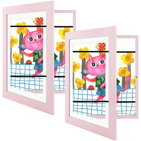 Golden State Art, 10x12.5 Kids Art Frames, Front-Opening Picture Frame Great for Kids Drawings, Artworks, Children Art Projects, Schoolwork, Home or Office (Walnut Set of 2)