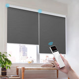 Motorized Smart Blind for Window with Remote Control, Automatic Blackout Roller Shade Customizable Size,with Valance Child Safety Rechargeable Battery Blinds (Full Blackout Black)