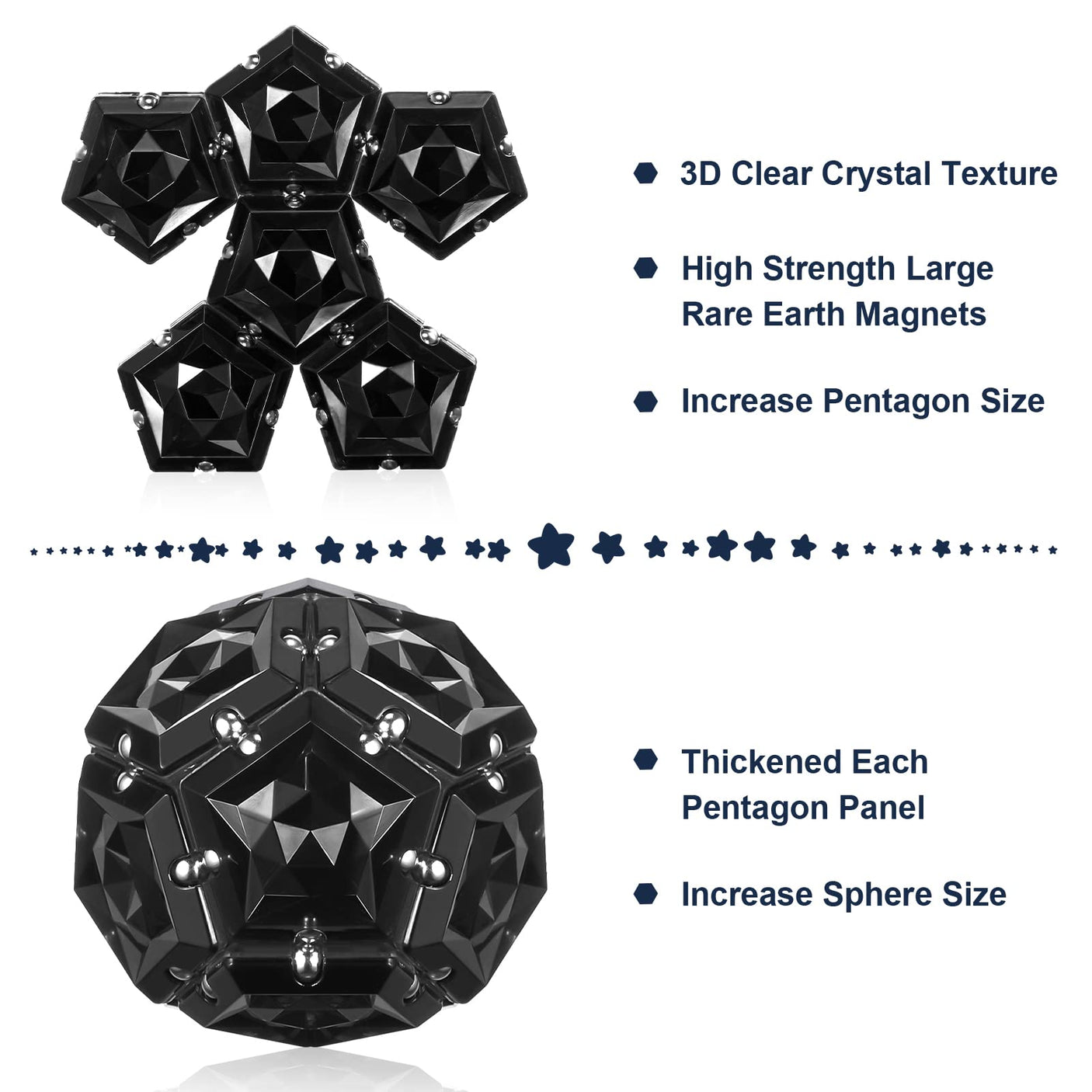 Magnetic Fidget Sphere Stress Relief Toys for Adults Kids, Anxiety Sensory Fidget Toys with Strong Neodymium Magnets, Desk ADHD Focus Tool Gift for Men Women (2.67'' Travel-Safe Toy Ball)