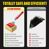 GRILLART Grill Brush Bristle Free. SteamWizards BBQ Replaceable Cleaning Head, Unique Seamless-Fit Scraper Tool for Cast Iron/Stainless-Steel Grates, Safe Barbecue Grill Cleaner-Red