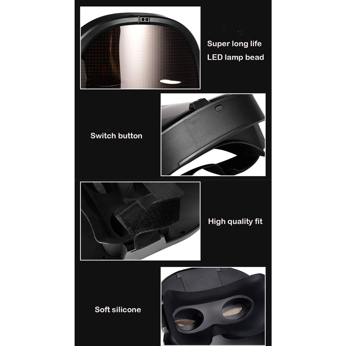 Depointer Life Led Mask with Rechargeable Bluetooth-compatible App Controlled, Customizable led mask, Lighted Face Transforming Mask, unisex-Adult