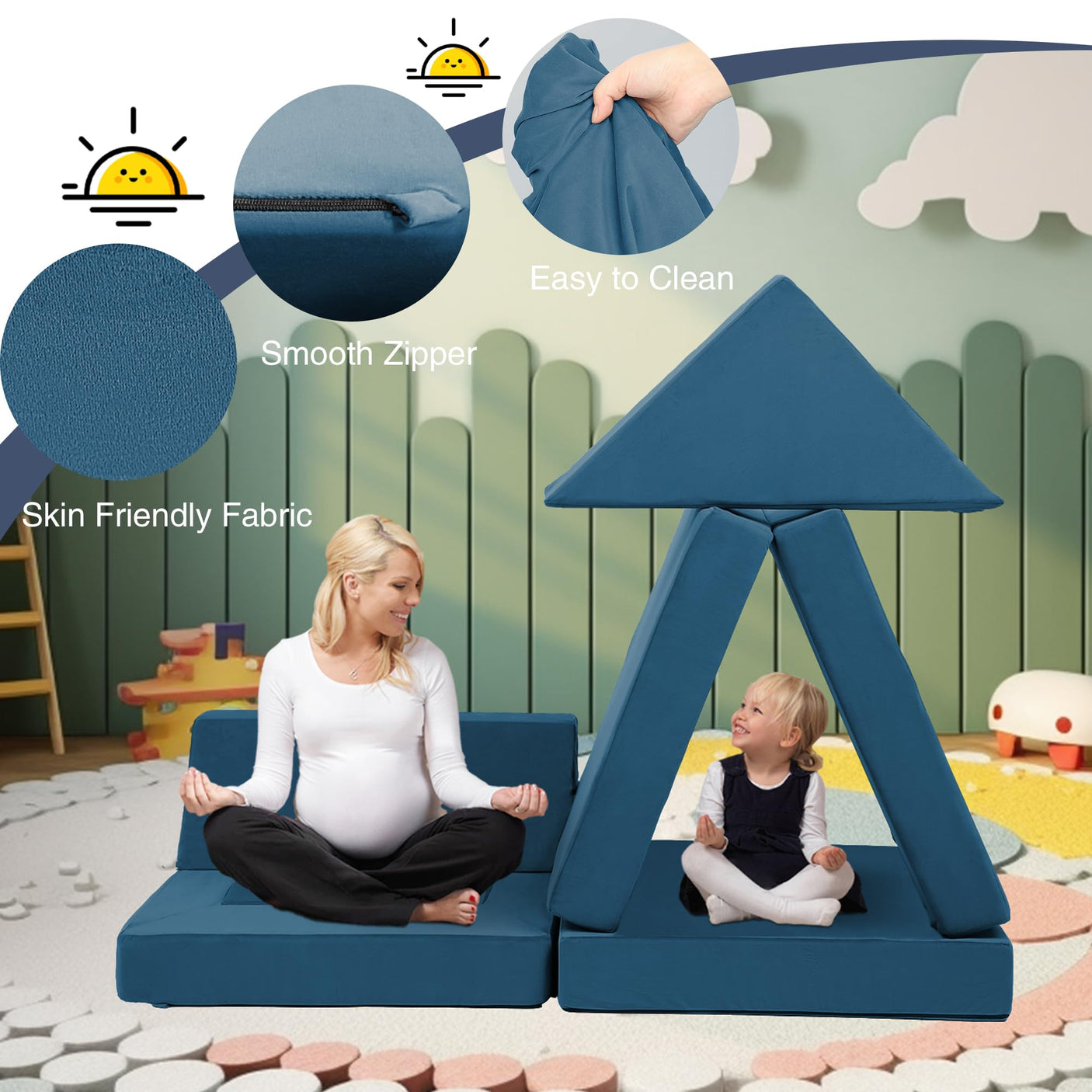 22Pcs Modular Kids Play Couch - Kids Couch for Playroom Bedroom Living Rooms Toddler Sofa for Inspiring Child Creativity，Children Convertible Foam Sofa