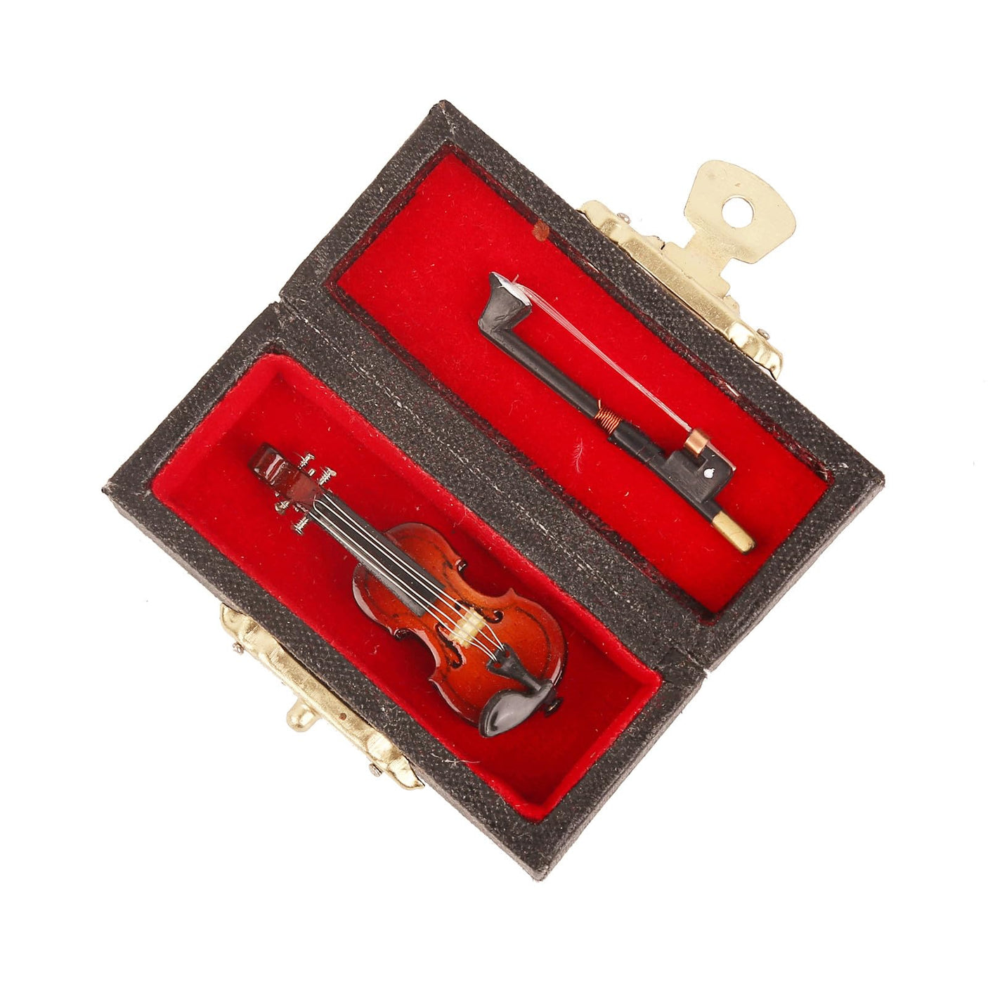 Wooden Miniature Violin with Stand, Bow and Case Mini Musical Instrument Violin Replica Collectible Figurines Dollhouse Accessories Model Home Decoration Display Ornament (3.15"x1.18"x0.59")