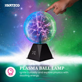 Katzco 7 Inch Plasma Ball Lamp - Touch and Sound Sensitive Electric Globe with Lightning Effects - Plug-in Energy Ball for Parties, Room Decor, and STEM Learning - Static Electricity Sphere for Kids