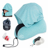 Travel Pillow with Extra Large Hood for Airplane Long Flights Privacy and Comfort Memory Foam with Velvet Cover for Road Trip Head&Neck Support for Plane Office Cars Sleeping & Rest (Pink)