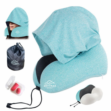 Travel Pillow with Extra Large Hood for Airplane Long Flights Privacy and Comfort Memory Foam with Velvet Cover for Road Trip Head&Neck Support for Plane Office Cars Sleeping & Rest (Pink)
