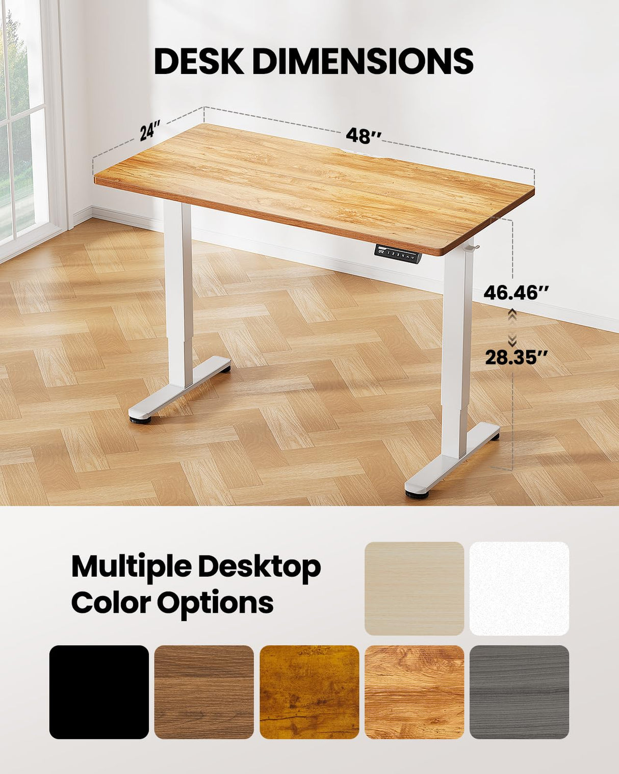 ErGear Height Adjustable Electric Standing Desk, 55 x 28 Inches Sit Stand up Desk, Large Memory Computer Home Office Desk with Two-Piece Desktop (Black)
