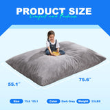 Hobestluk 3 in 1 Bean Bag Chair Giant Bean Bag Chairs Convertible Bean Bag Floor Cushion with Machine Washable Cover, Beanbag Chairs for Adult (Dark Grey)
