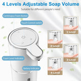 Automatic Foaming Soap Dispenser,4-Level Adjustable Foam, Wall Mount, USB Rechargeable,12.8oz/ 380ml,Touchless Hand & Dish Soap Dispenser for Bathroom, Kitchen,Hotel, Restaurant