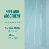 Sand Cloud Turkish Bath Towels Bundle for Bathroom, Set of 4 (Classic Green) - Large Size - 100% Certified Organic Cotton Yarn is Lightweight, Soft & Absorbent - Premium Bath Towels Dry Faster