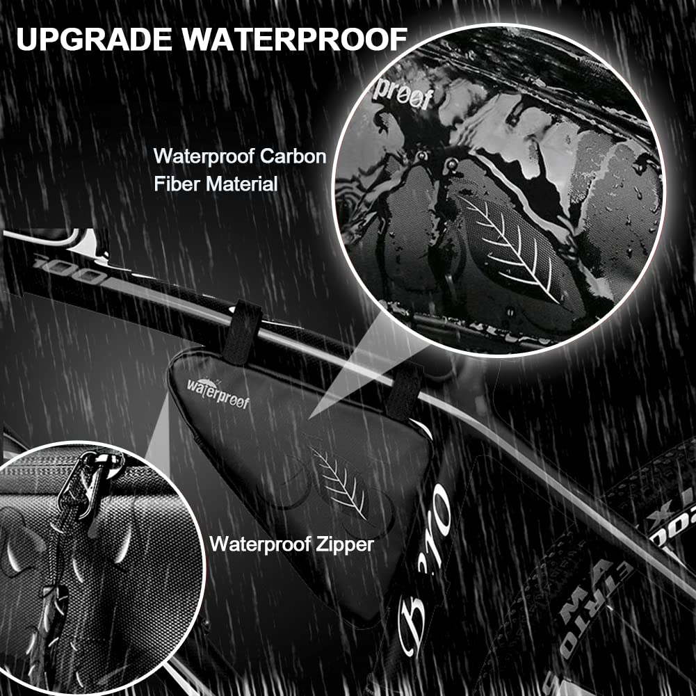NDakter Bike Bicycle Frame Storage Bag, 2L Waterproof Bicycles Triangle Pouch, Cycling Pack for Phone, Wallet, Keys, Tools, Accessories, Bikes Front Tube Bag for Mountain Road Bike, MTB