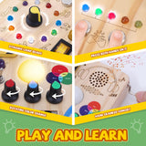 Busy Board, Montessori Toy for 1-3 Years Old, Wooden Toddler Sensory Travel Toy, Ideal Gift for 1+ Year Old Boys (Busy Board Plus V2), Medium, Yellow