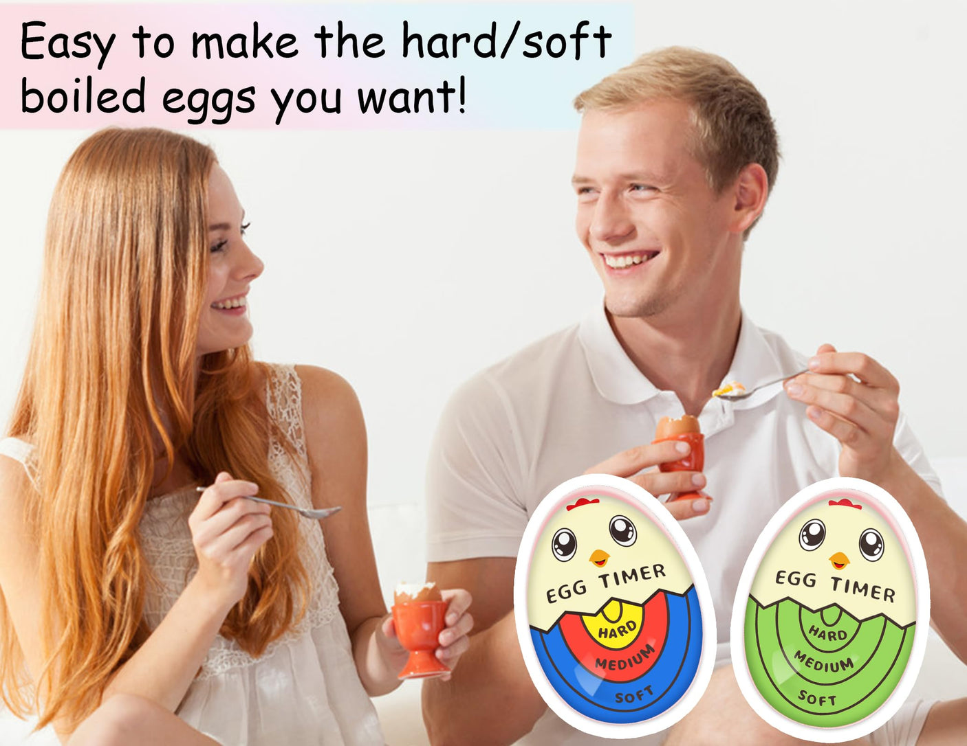 Lasubst Egg Timer That Goes in Water for Soft Medium Hard Boiled Eggs, 1 Red 1 Color