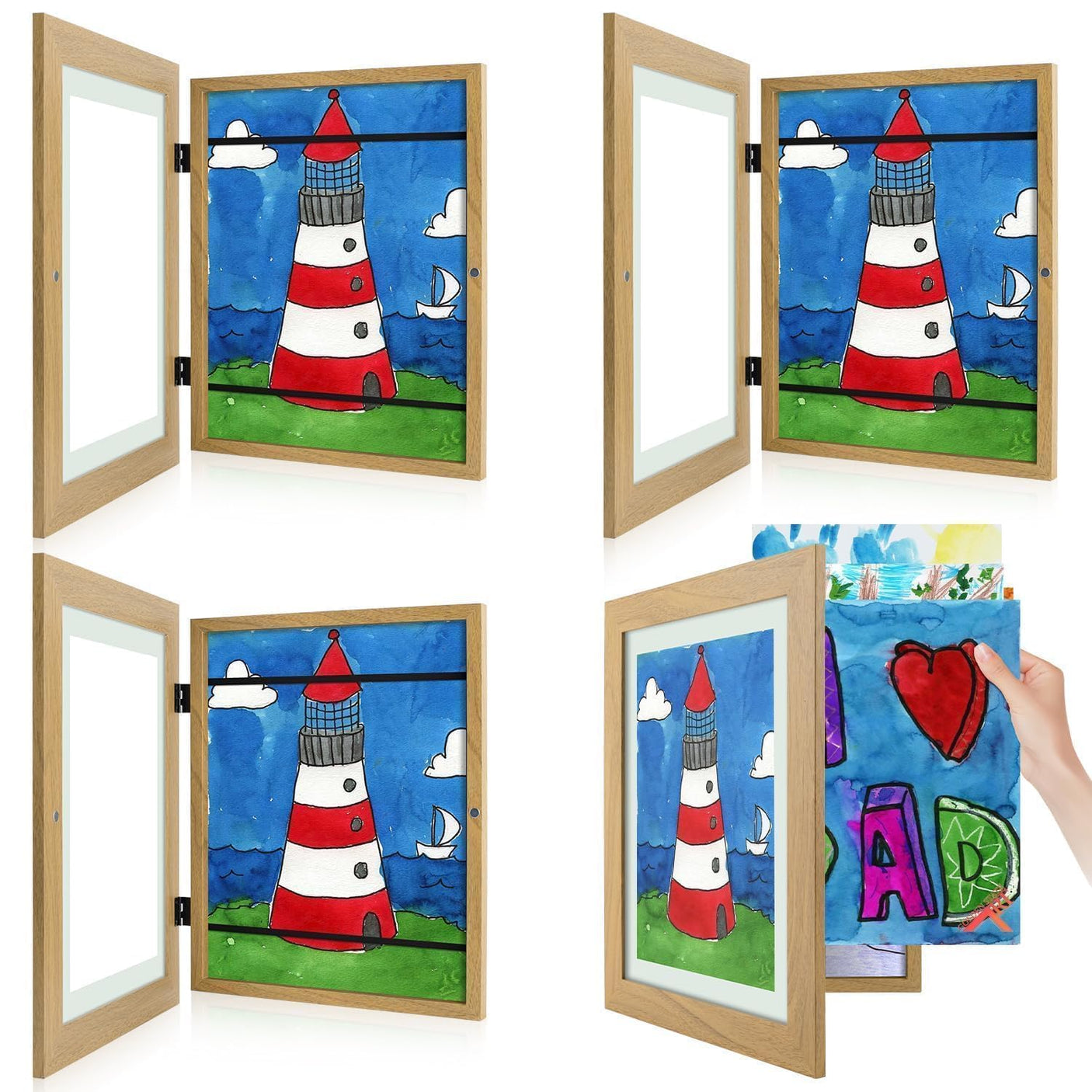 Golden State Art, 10x12.5 Kids Art Frames, Front-Opening Picture Frame Great for Kids Drawings, Artworks, Children Art Projects, Schoolwork, Home or Office (Walnut Set of 2)