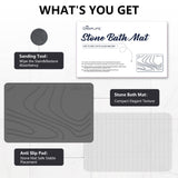 Stone Bath Mat, Diatomaceous Earth Shower Mat, Non-Slip Super Absorbent Quick Drying Bathroom Floor Mat, Natural, Easy to Clean (23.6 x 15.35 Darkgrey)