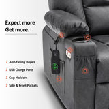 MCombo Power Lift Recliner Chair for Elderly, Lift Chair with Heat and Massage, USB Ports, Cup Holders, Faux Leather 7519 (Medium, Dark Brown)