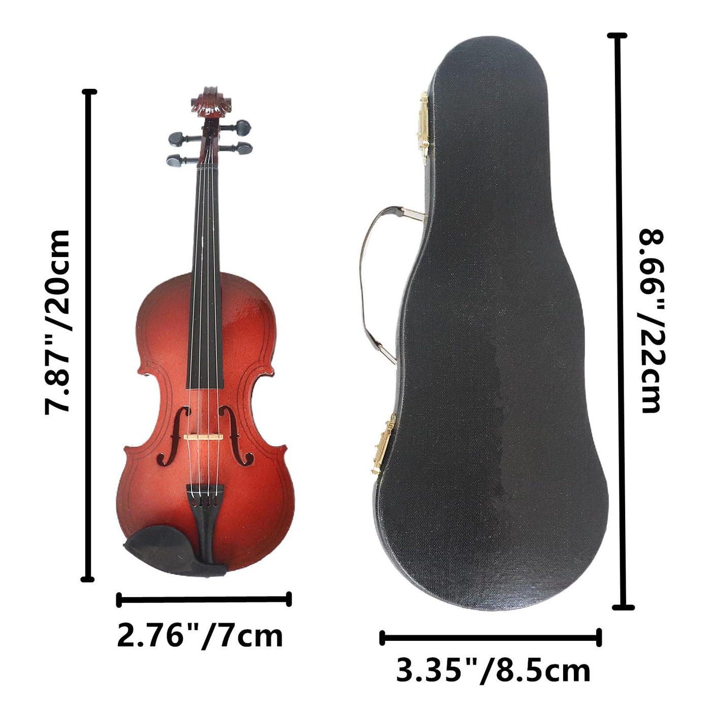 Wooden Miniature Violin with Stand, Bow and Case Mini Musical Instrument Violin Replica Collectible Figurines Dollhouse Accessories Model Home Decoration Display Ornament (3.15"x1.18"x0.59")