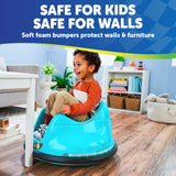Flybar 6V Blue Glow Bumper Car for Kids – LED Ride-On Toy with 360° Spin, Rechargeable Battery, and Soft Rubber Bumpers – Safe Indoor Fun for Toddlers Ages 1.5+, Up to 66 lbs