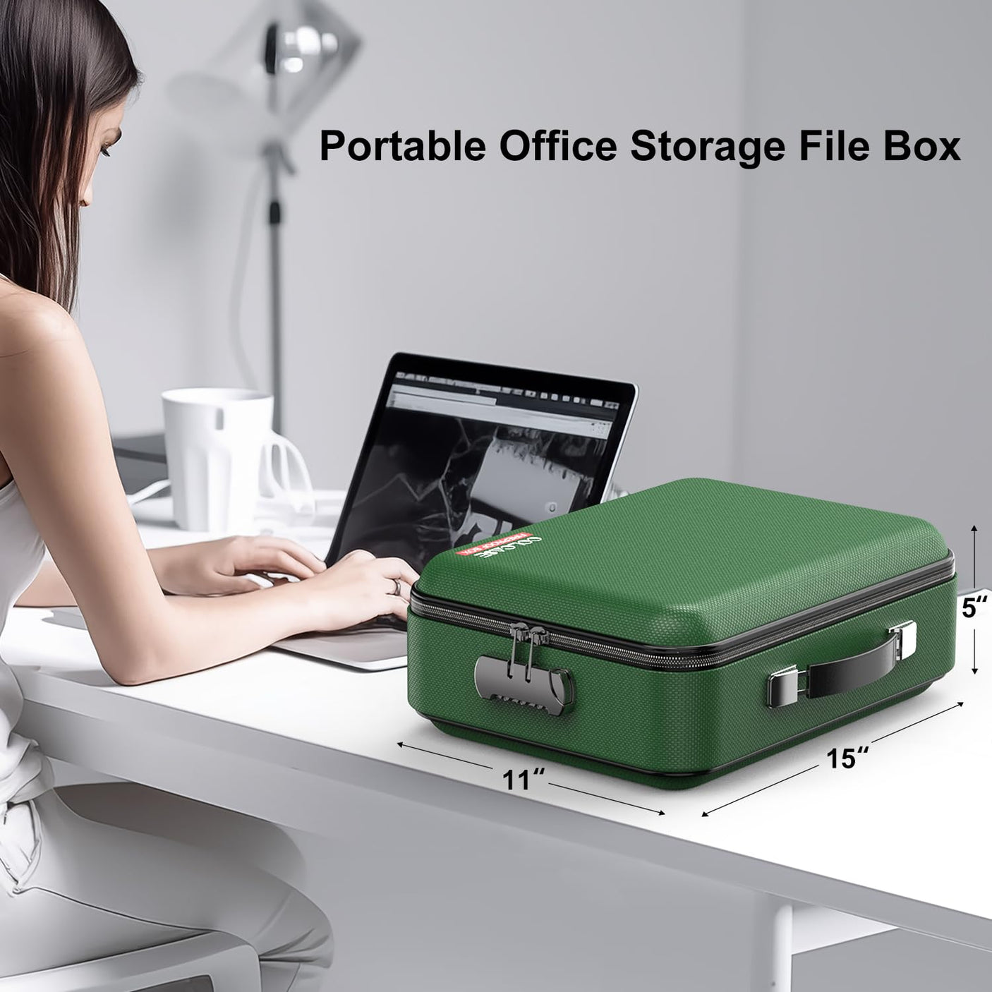 Fireproof Document Box, Hard Case Fireproof File Organizer with Lock Hard-Shell Design Fireproof Water Resistant Safe Box for Important Documents Certificates Laptop Passports Black