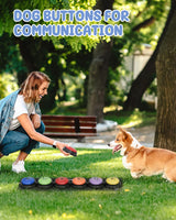 Dog Buttons for Communication, 8 Pcs Dog Talking Button Set, 30s Recordable Voice Pet Buzzer Training Buttons, Speaking Button for Dogs with Waterproof Anti-Slip Dog Button Mat and 48 Scene Stickers