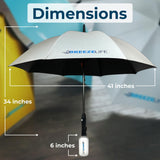 Original Mister Breeze, Sun Umbrella with Fan and Mister, Umbrella Mister with Built-in Fan for Festivals, Beach and More, Blocks Harmful Sun Rays, Mist bottle included, Silver