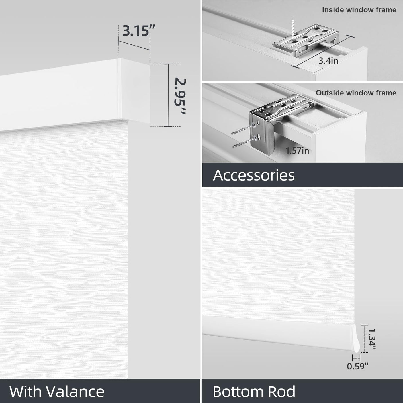 Motorized Smart Blind for Window with Remote Control, Automatic Blackout Roller Shade Customizable Size,with Valance Child Safety Rechargeable Battery Blinds (Full Blackout Black)