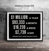 Home Office Motivational Wall Art - Entrepreneur positive Wall Decor - Inspirational Quotes Wall Decor for Men - Millionaire Mindset Poster Hustle Wall Art - Executive Office Decor - Success Wall Art
