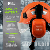 Industrial Safety Helmet with Visor Ear Muffs Hard Hat with Visor Vented Hardhats Construction Work Head Protection ANSI