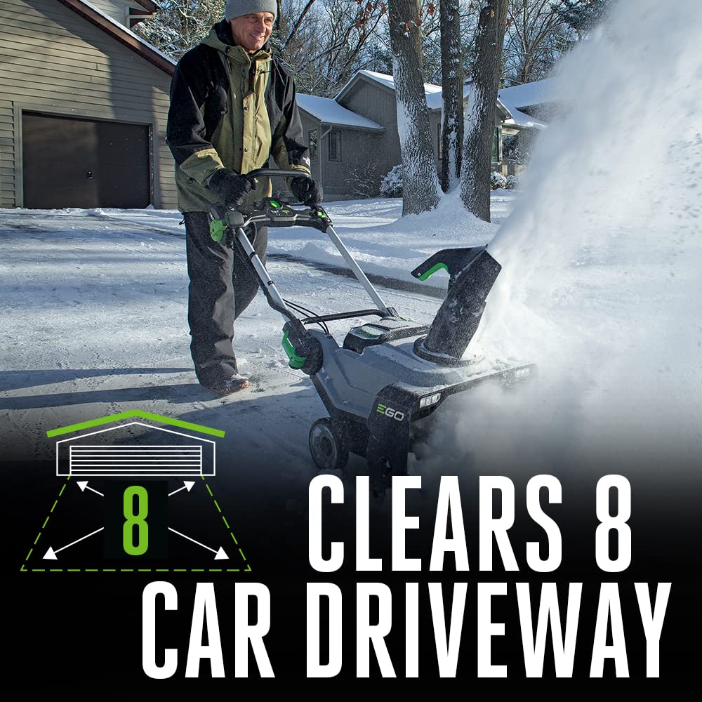EGO Power+ SNT2112 21-Inch 56-Volt Lithium-Ion Cordless Snow Blower with Steel Auger - (2) 5.0Ah Batteries and Dual Port Charger Included, Black